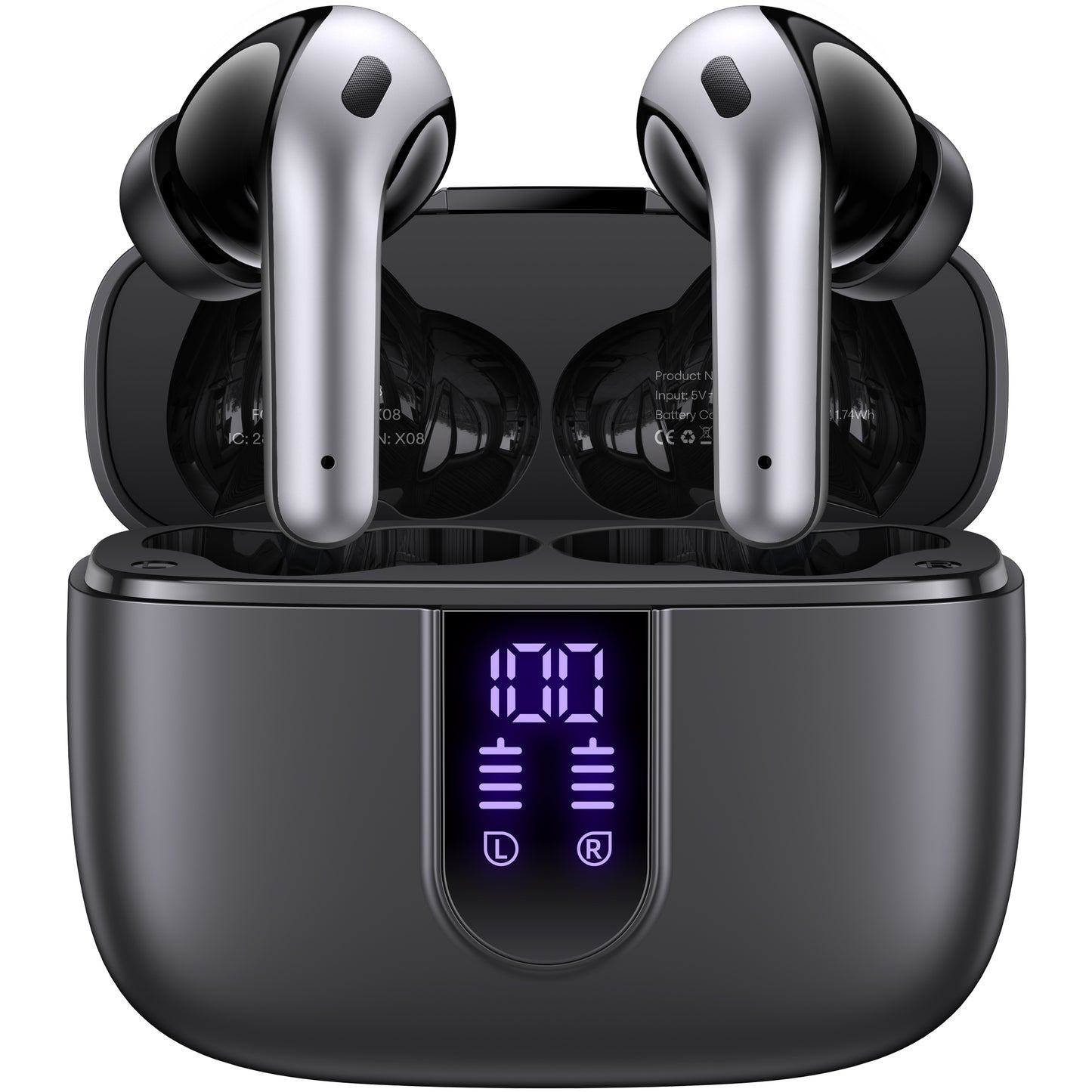 TAGRY Bluetooth Headphones True Wireless Earbuds 60H Playback LED Power Display Earphones with Wireless Charging Case IPX5 Waterproof in-Ear Ear buds with Mic for TV Smart Phone Laptop Computer Sports