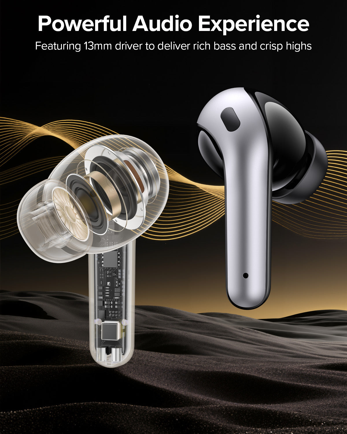 TAGRY Bluetooth Headphones True Wireless Earbuds 60H Playback LED Power Display Earphones with Wireless Charging Case IPX5 Waterproof in-Ear Earbuds with Mic for TV Smart Watch Computer Laptop Sports